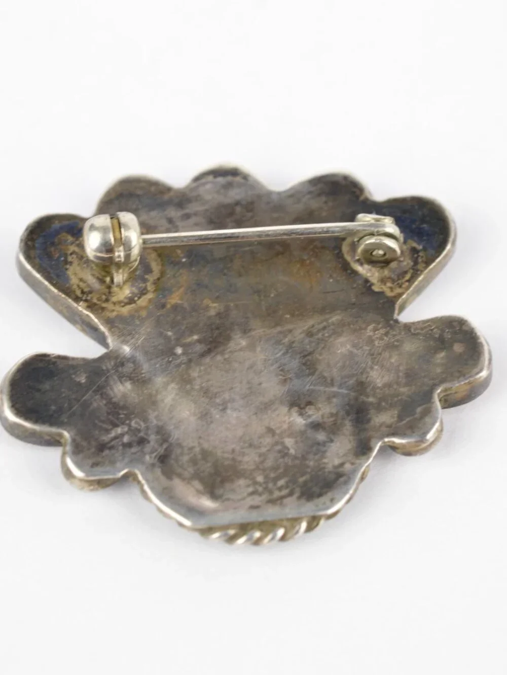 Vintage Zuni Sunface Brooch Pin Sterling Silver Multi Stone Mosaic Inlay 1.25